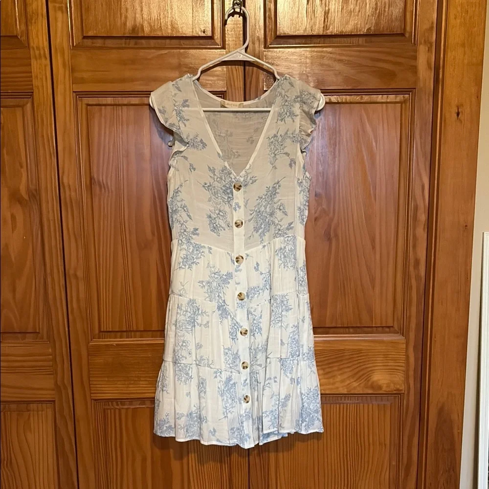 Altar'd State Blue and White Floral Mini Dress - Picture 1 of 3